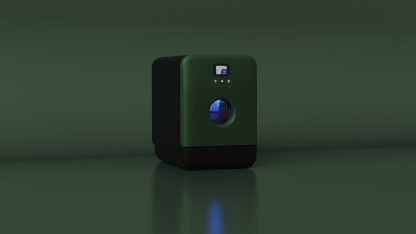 Bob - design eco mini-oppvaskmaskin med front i grønn krom / skrog i svart  - dishwasher front chrome green / body black - Bilde 4
